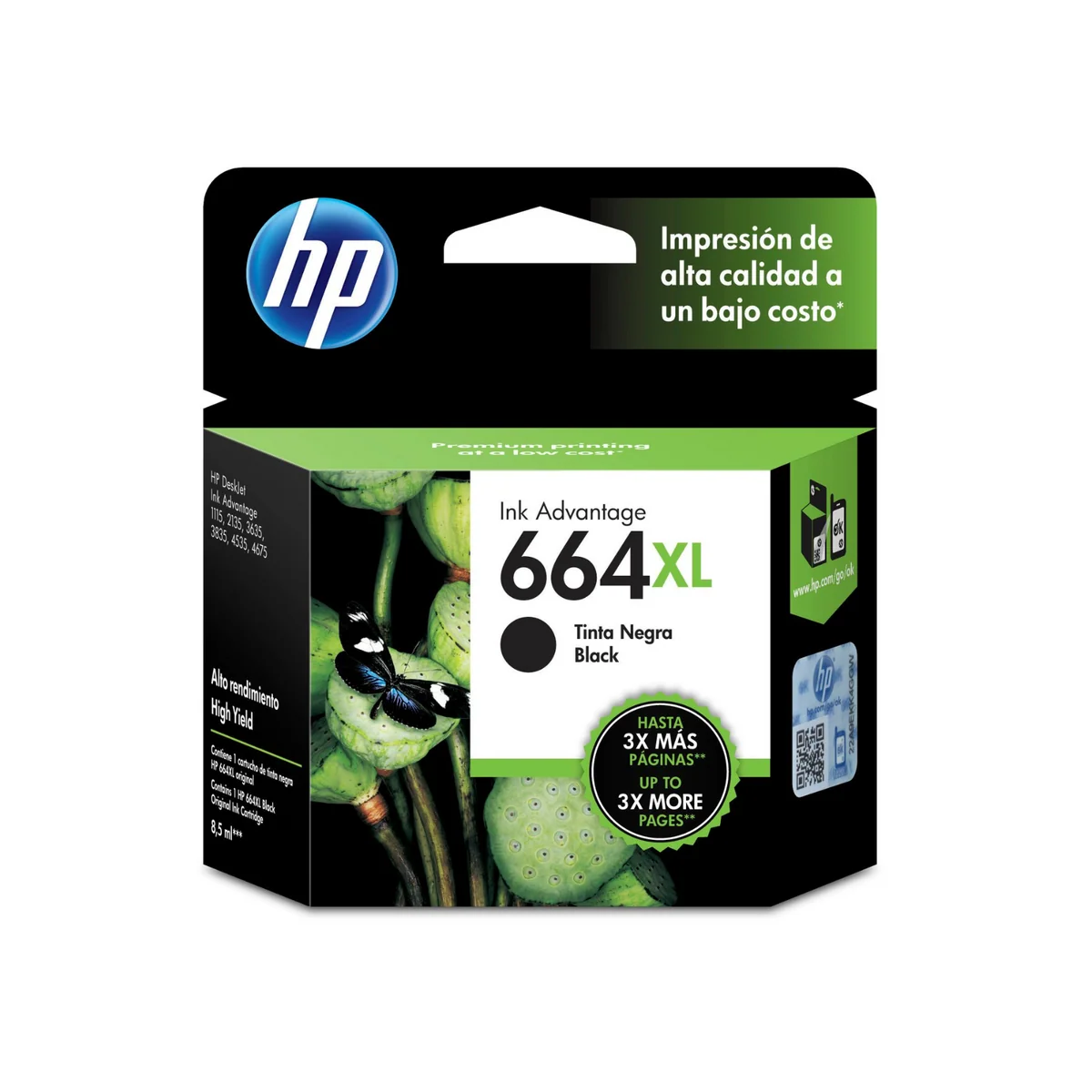 Cartucho de tinta HP 664XL Negro (F6V31AL)