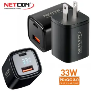 CARGADOR PARED CARGA RÁPIDA PD33W QC 3.0USB TIPO C NETCOM