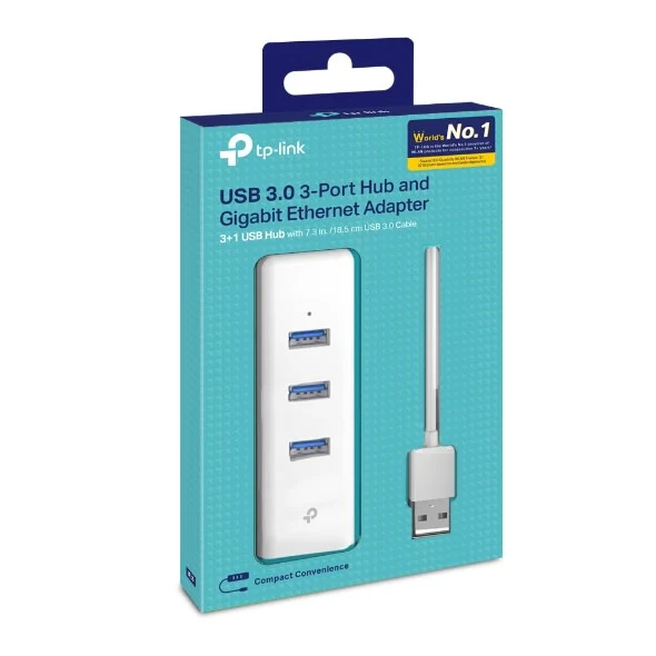 Adaptador TP-Link UE330 USB 3.0 con Hub 3 Puertos y Ethernet Gigabit