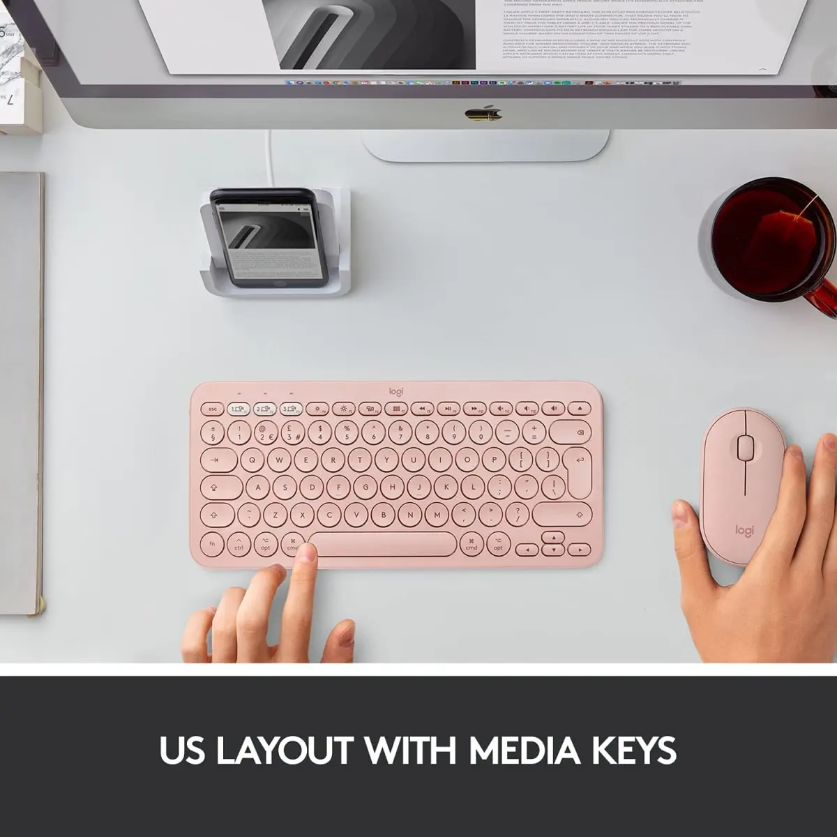 TECLADO LOGITECH K380 BT ROSADO MULTI DEVICE (920-009594) - Imagen 3