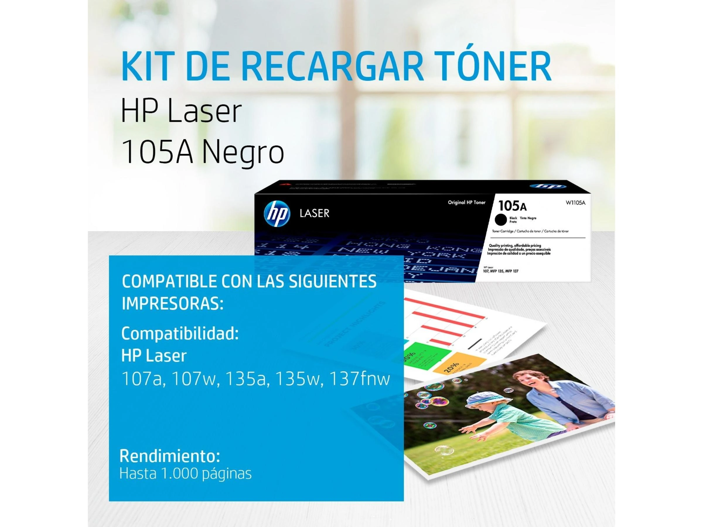 TONER HP 105A W1105A 1,000 PAGINAS ORIGINAL - Imagen 2