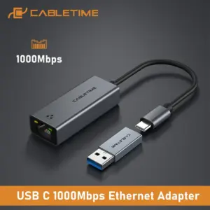 Adaptador CABLETIME USB-C a Ethernet Gigabit RJ45