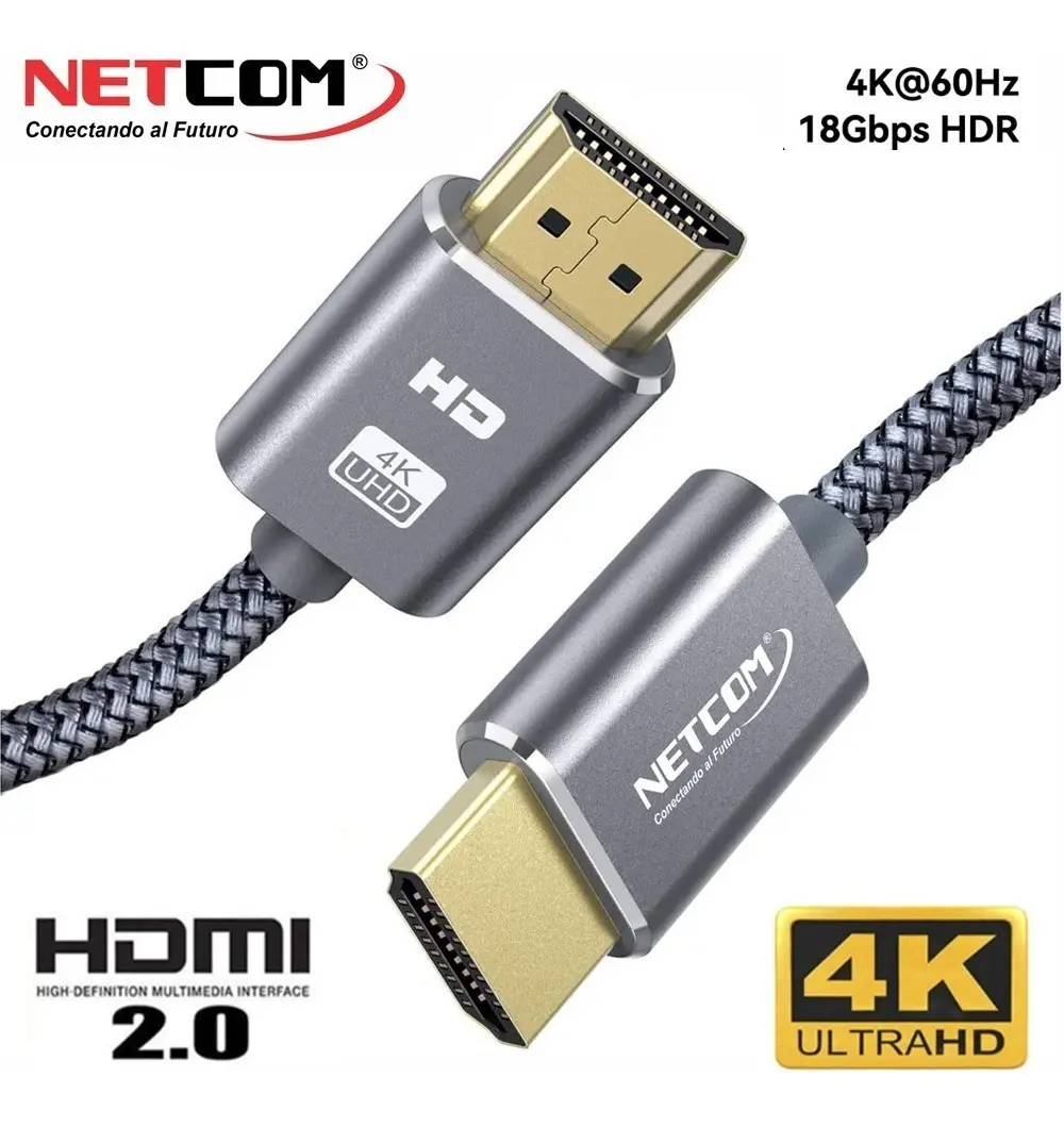 Cable Hdmi 2.0 1.8 Metros Netcom Ultra Hd 3d 4k 60hz 2160p