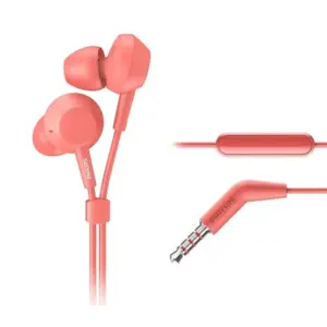 AUDÍFONOS PHILIPS IN-EAR TAE4105 CON MICRÓFONO ROJO