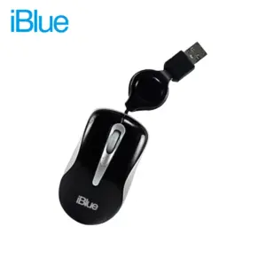 Micro Mouse iBlue XMK-977-BK Negro con Cable Retráctil USB 1600 DPI